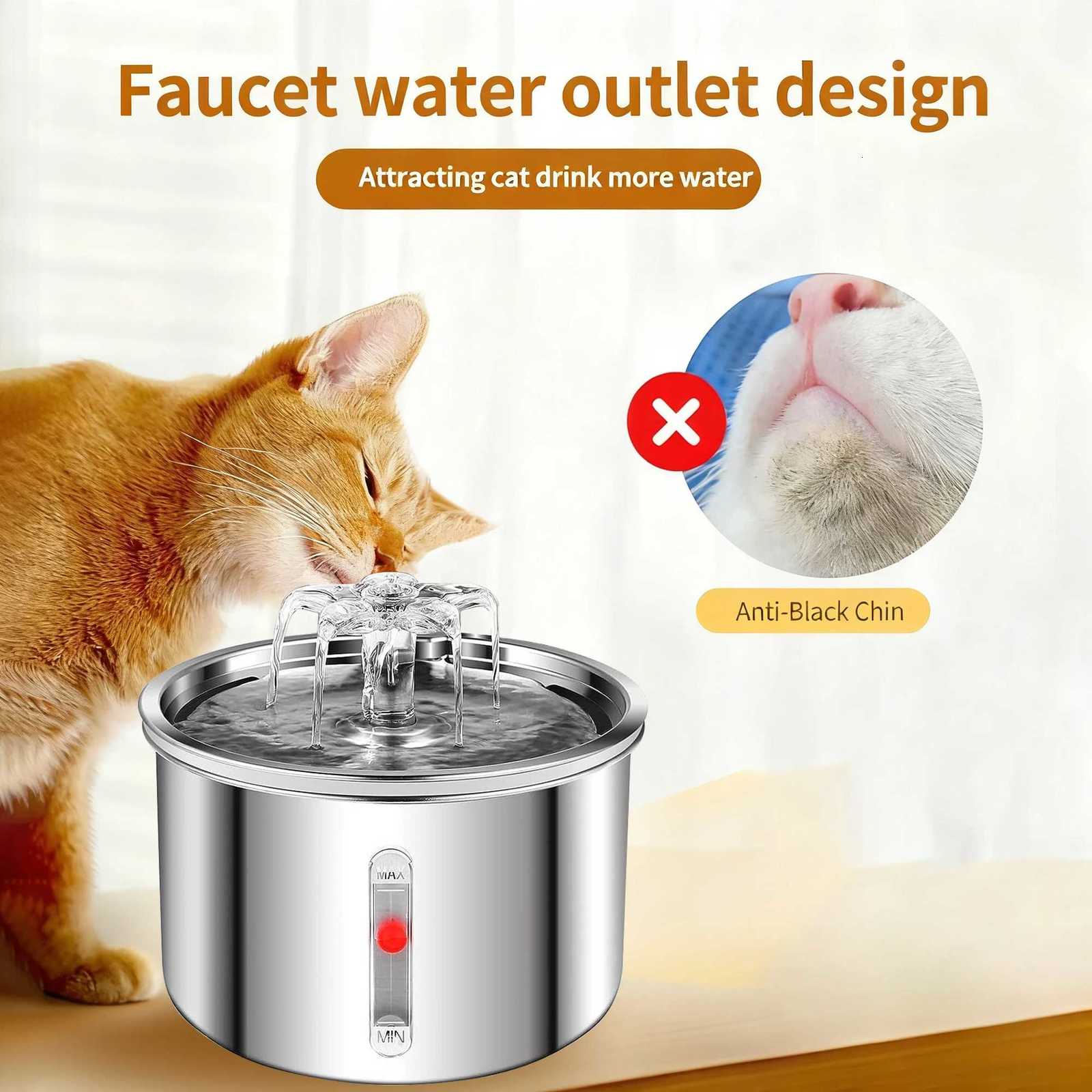 2L Cat Water Fountain Automatic Pet Water Dispenser Stainless Steel Drinking Bowl with USB Ultra-quiet Pump Pets Water Fountains M251204 - view 4