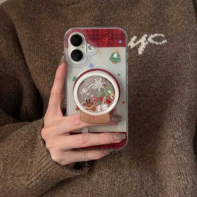 INS Korean Cute Snowflake Griptok Magnetic Phone Stand Foldable Wireless Charger Case for IPhone 17Pro Christmas H251203