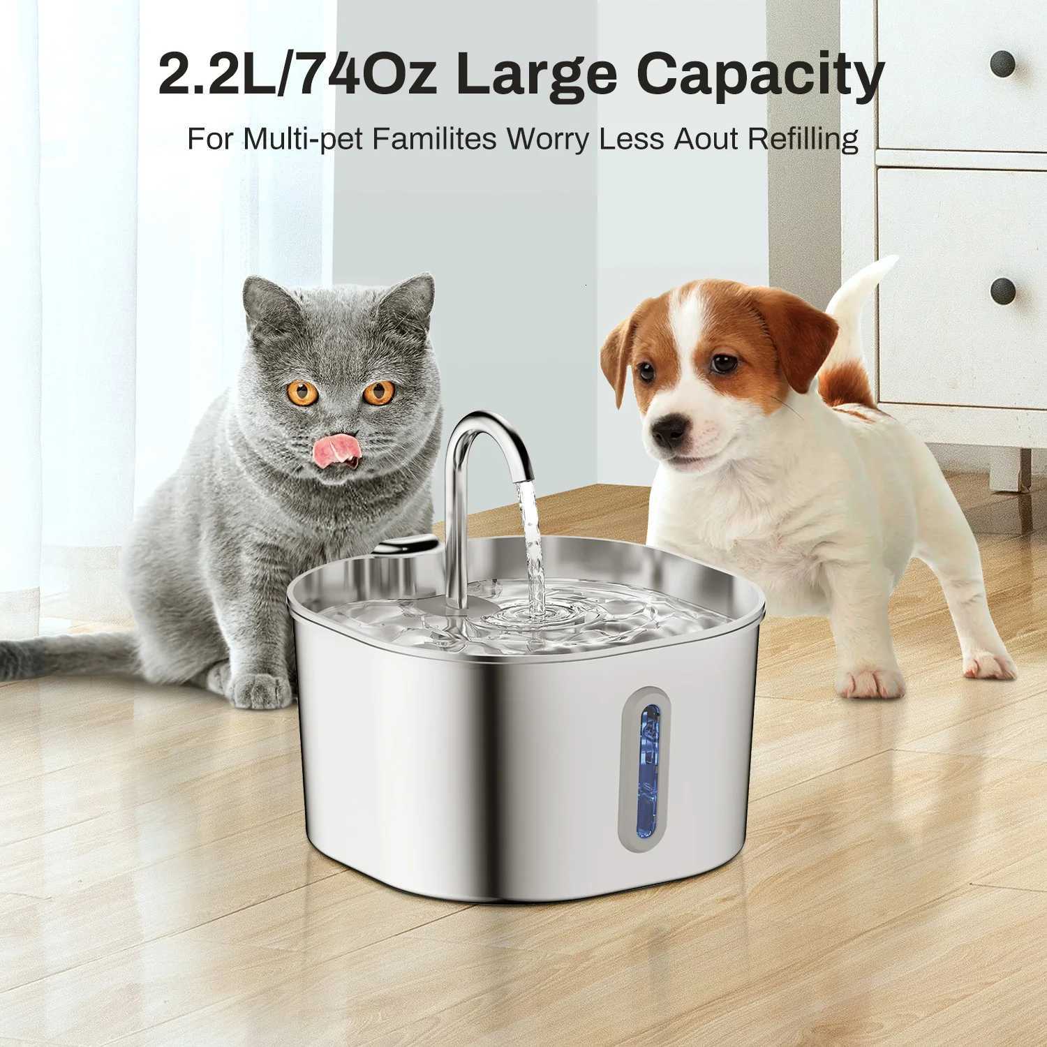 22L Stainless steel pet water fountain artesian water fountain for cats ultra-quiet water pump with filter M251204