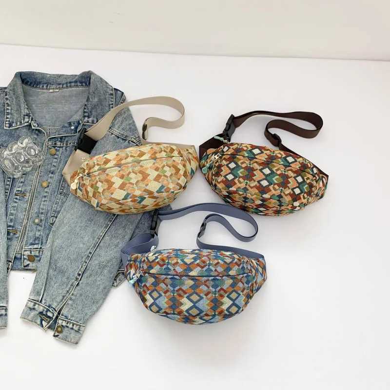 Fashion Grid pattern Chest Bags For Women Canvas Waist Bag Large Capacity Shoulder Crossbody Bag Purse Multi-function Fanny PackT251204