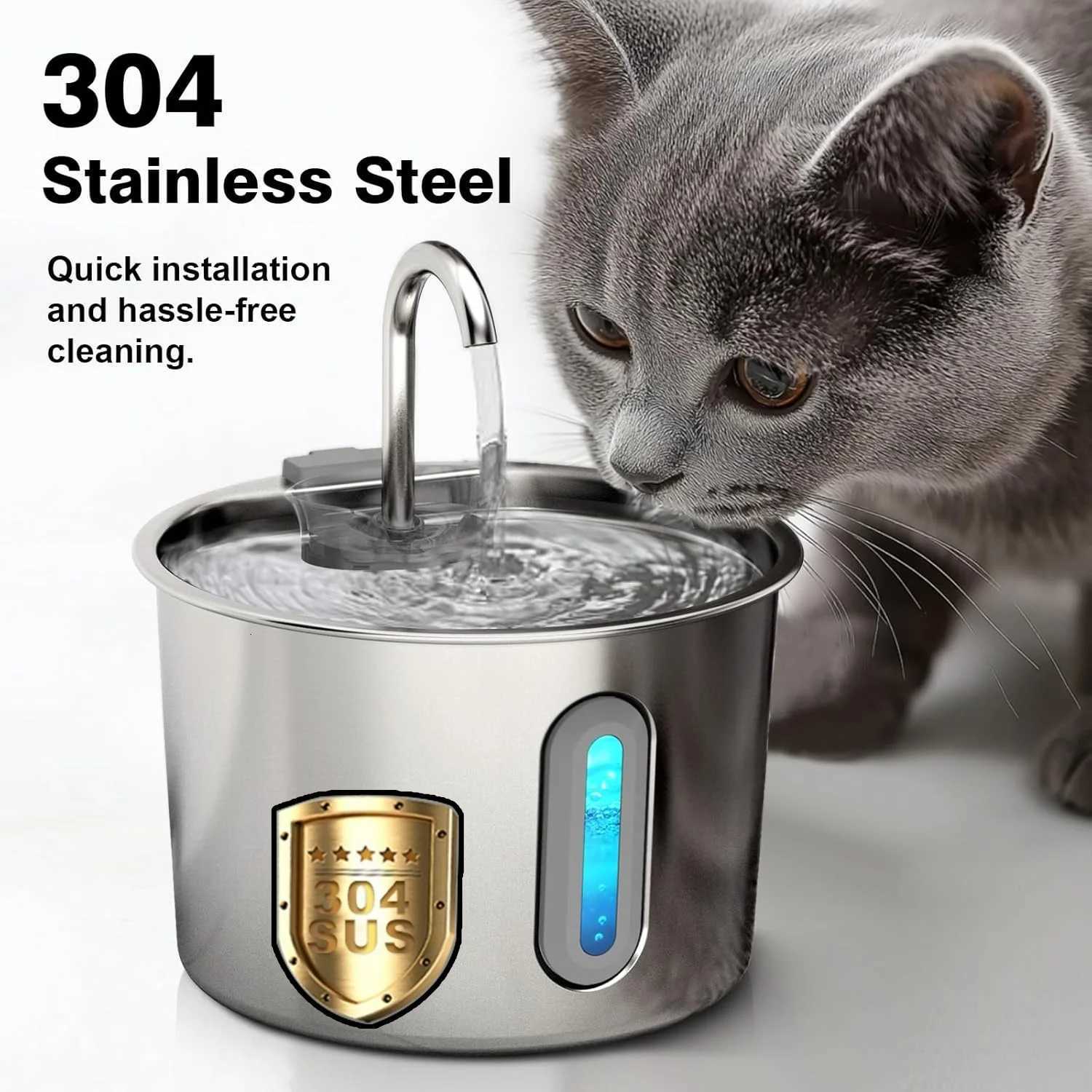Stainless Steel Cat Dog Water Fountain 22L Ultra Quiet USB Powered Automatic Pet Drinking Fountain Durable for Indoor Pets M251204