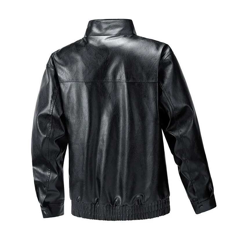 Mens PU Leather Jackets New Male Fashion Trend Stand Collar Black Motorcycle Jacket Men Leather CoatsT251204