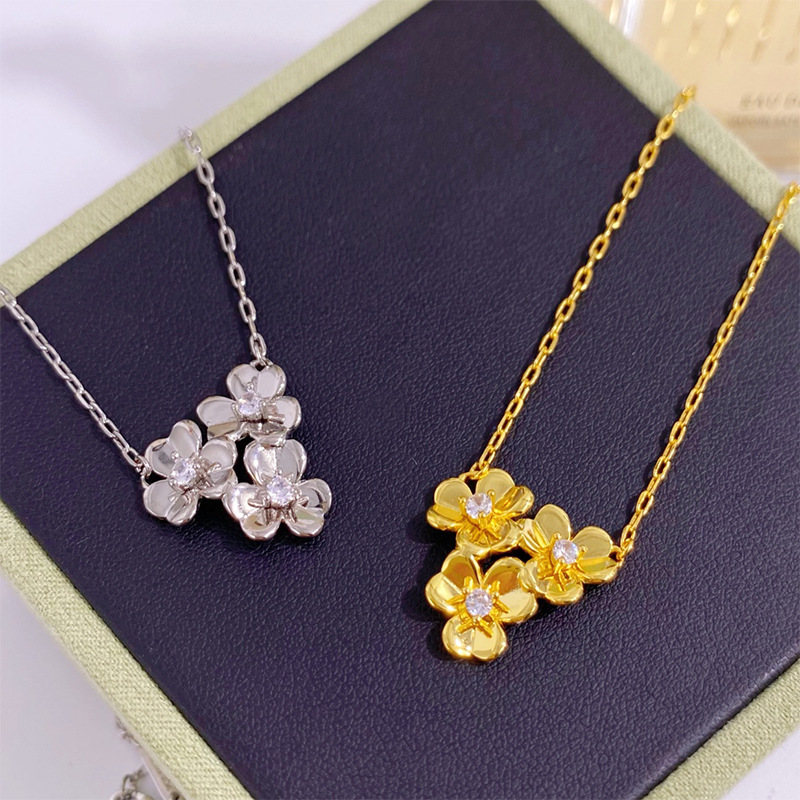 Luxury clover flower designer charm necklace choker bracelet ring earrings jewelry set 18k gold silver shine crystal chokers necklaces bracelets rings