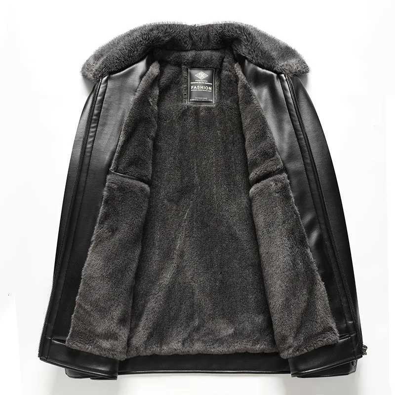 Winter Men Plush Leather Coat Thicken Fleece Windproof Warm Man Jacket Streetwear Turn Down Collar Long Sleeve Male OuterwearT251204