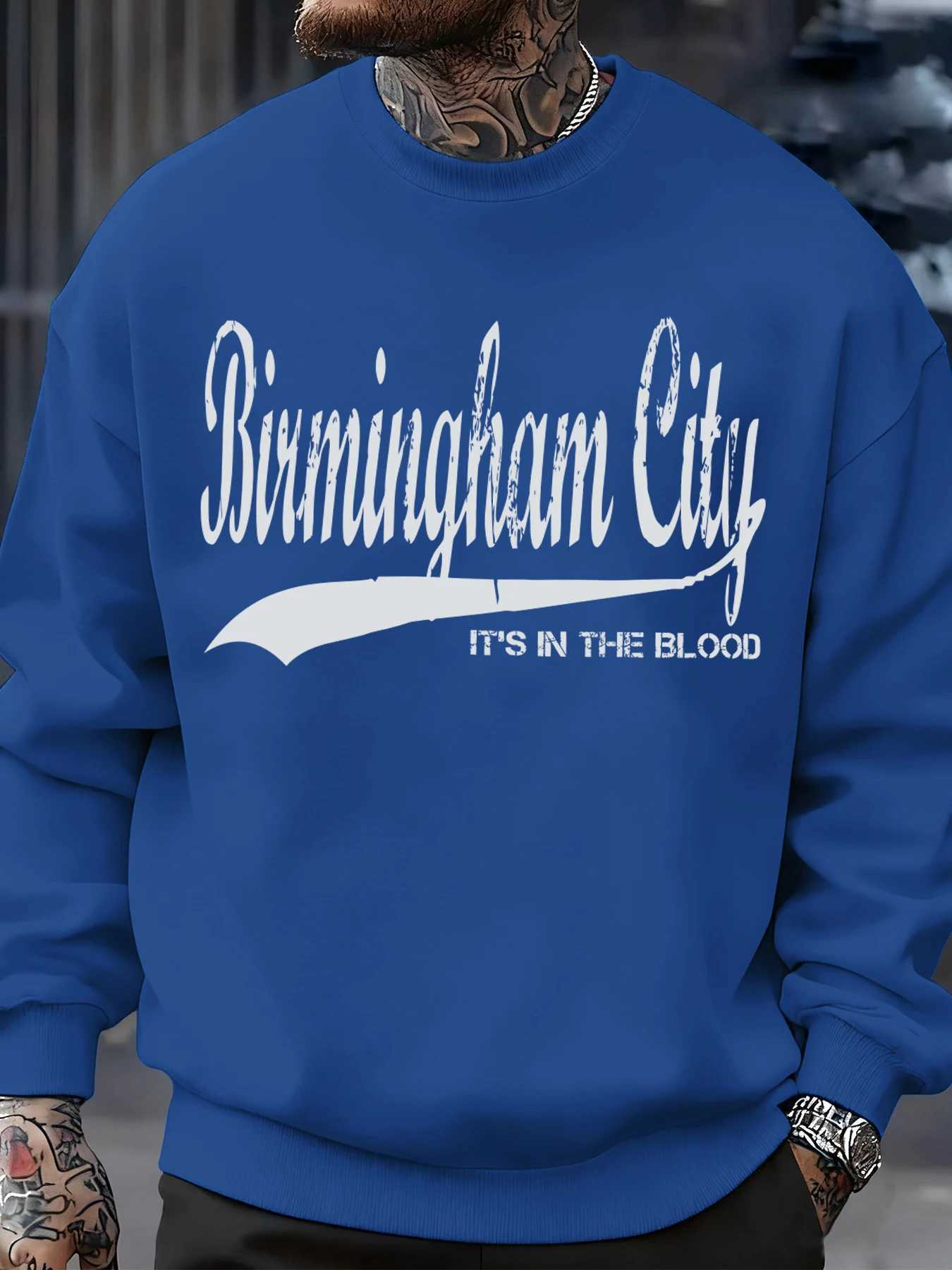 Birmingham City Letter Printed Autumn MenS Sweatshirt Crewneck Soft Pullover Hip Hop Fleece Clothes Oversize Casual Streetwear J251203