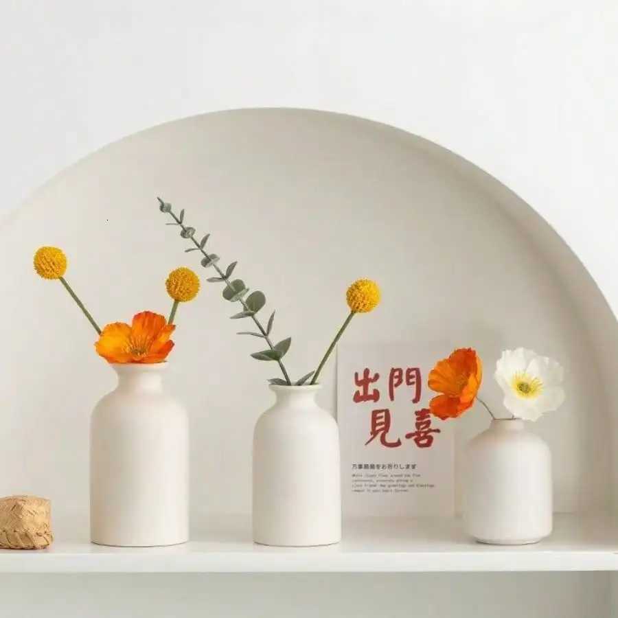 Minimalist Ceramics Vase Ceramic Flower Vase He Decoration Flower Arrangement on The Living Ro Desktop Ornament Accessories H251204