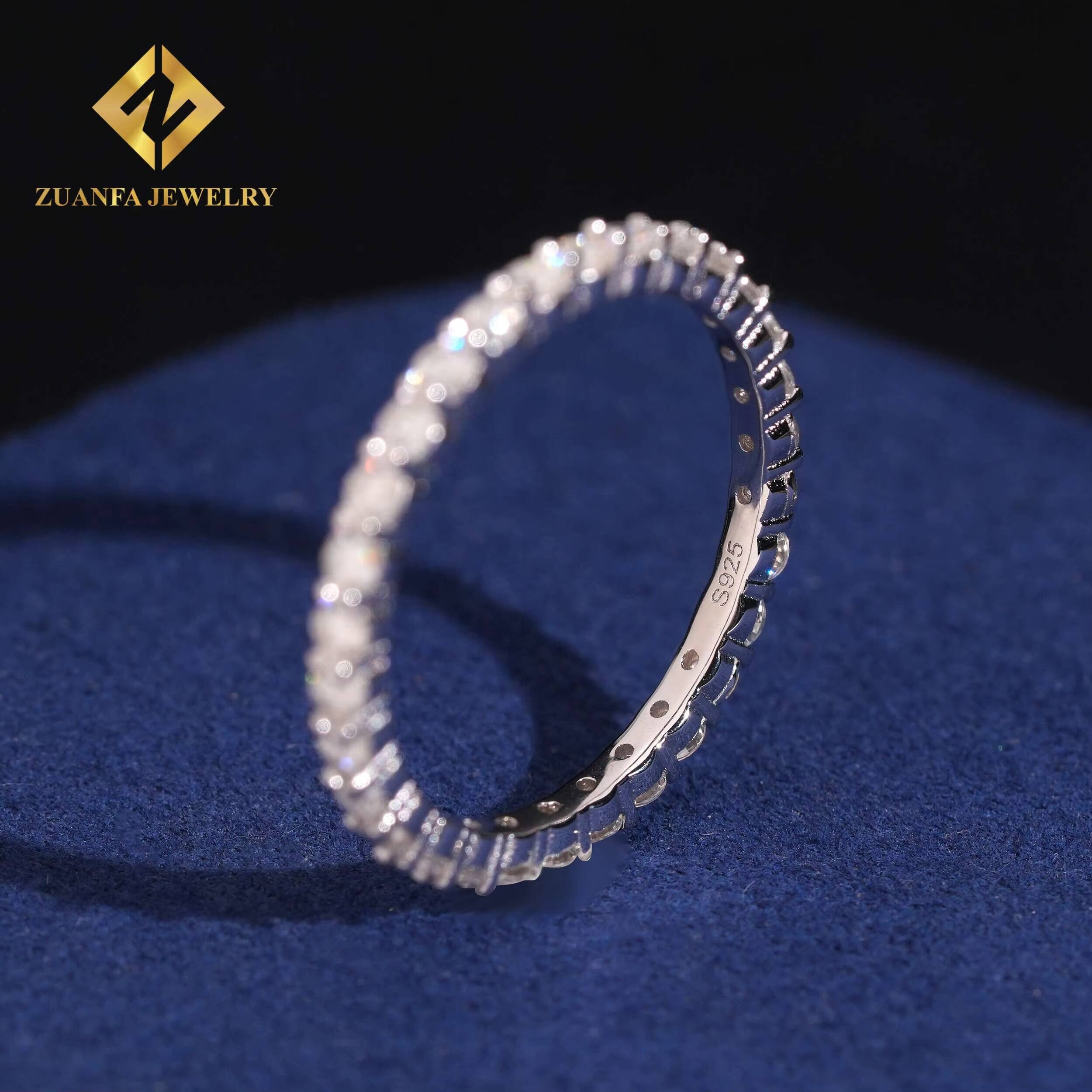 S925 Sterling Silver Moissanite Ring Eternity Wedding Bands Engagement Round Diamond 20mm Rings Jewelry Women