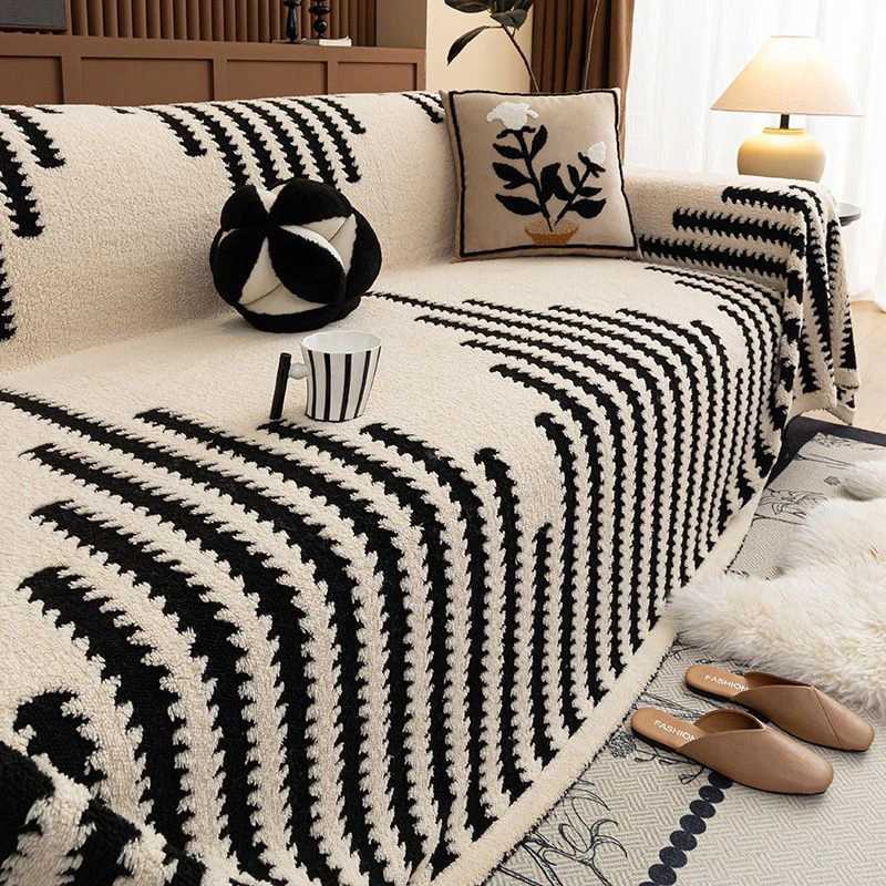 Mibai Black Striped Sofa Towel Bohemian Minimalist Art Style One-Piece Sofa Cover Cloth For Living Room Home Decor M251204 - view 3