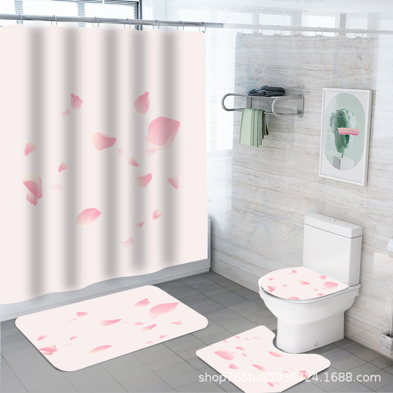 YL-37878 Eco-friendly Shower Curtain with Heat Transfer Printing, Waterproof, Comes with Hooks, Wholesale Available, Waterproof Shower Curtain