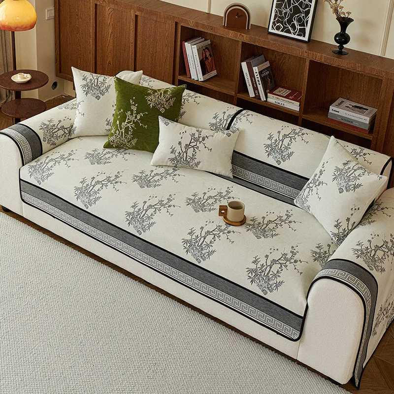1pcs Chinese Style Chenille Sofa Cover Four Season Universal Straight Row Seat Cushion Hot Durable Non Slip Furniture Protector M251204 - view 3