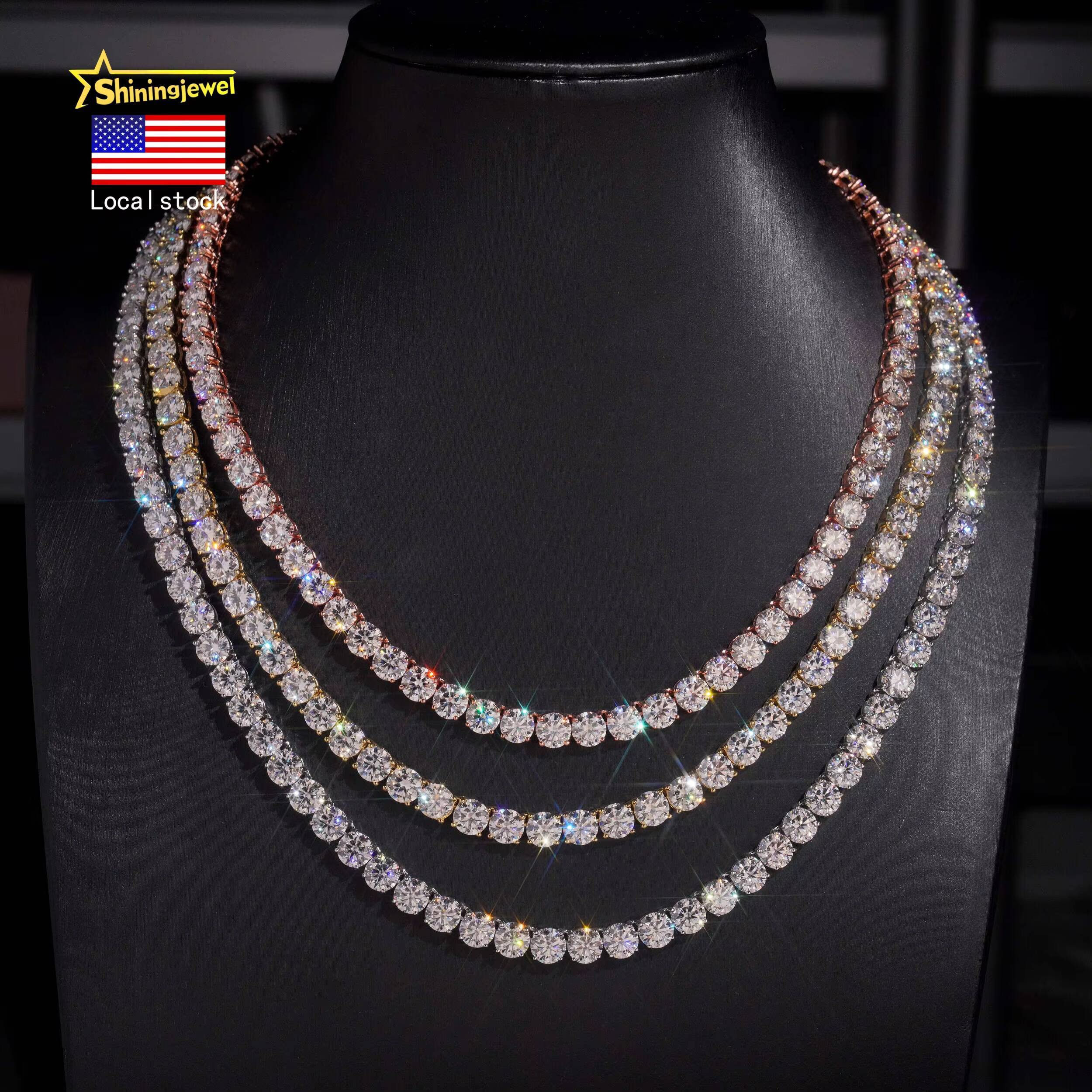 Fast Shipping 925 Silver Jewelry Hip Hop Classic High Quality 65mm VVS Moissanite Diamond Tennis Chain
