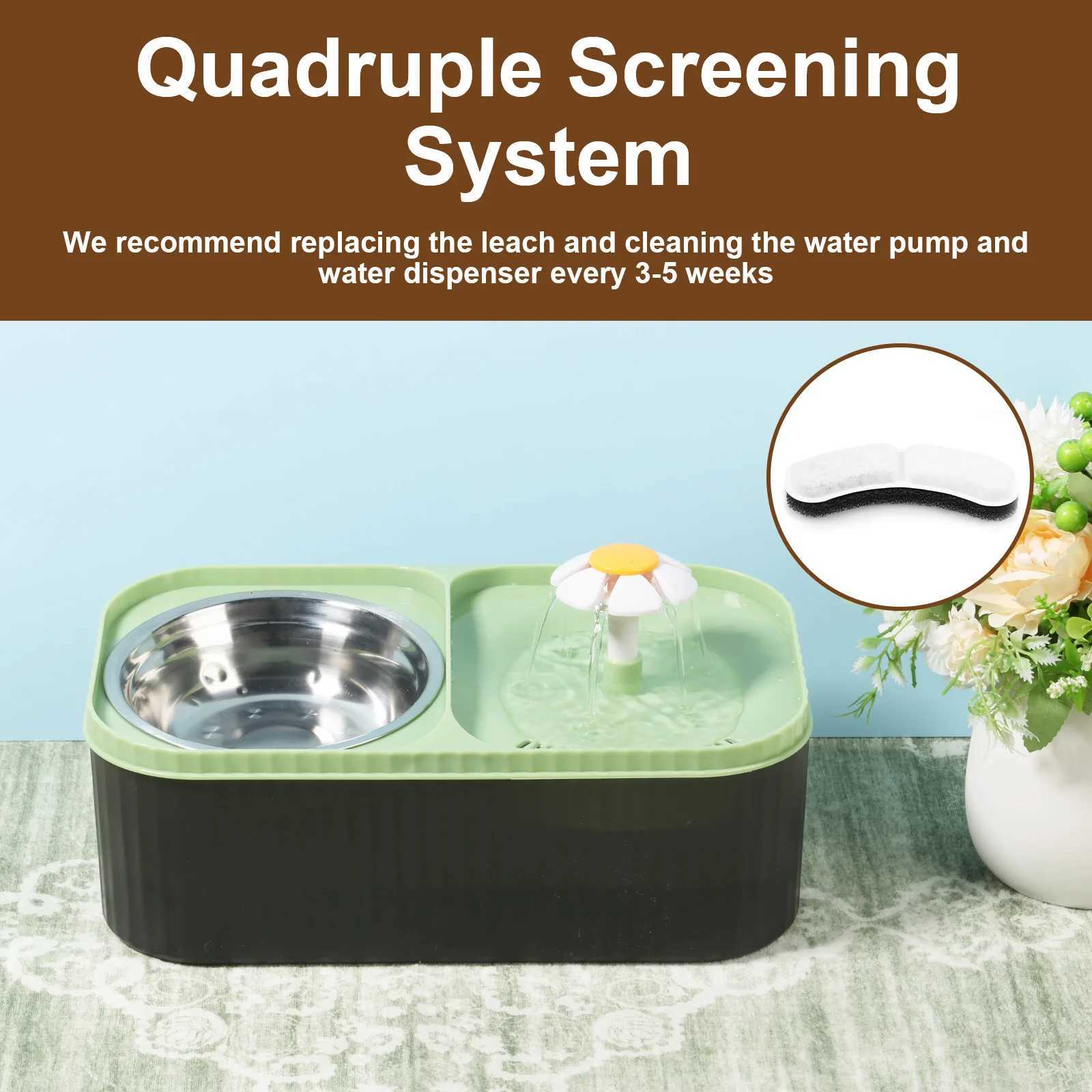 2in1 Water Fountain Cat Feeder Bowl 3L Cats automatic water dispenser with cat fountain filters Pet feeding watering supplies M251204