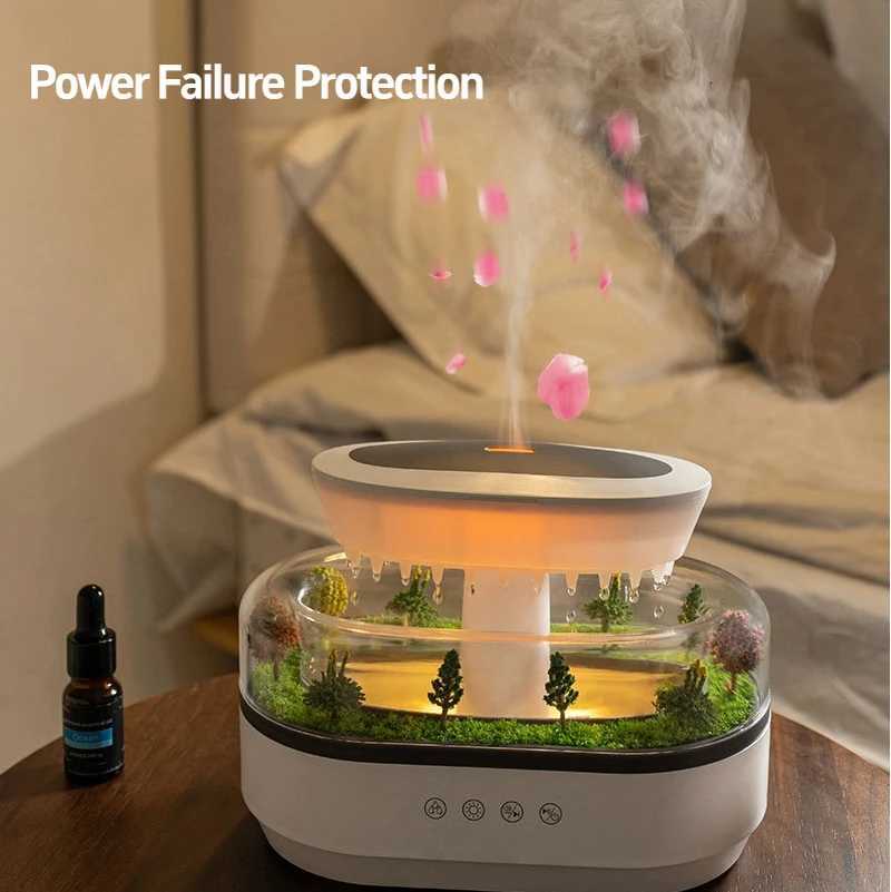 New Raindrop Air Humidifier Ara Humidifier Colorf Atmosphere Light White Noise Music Essemtial He Oil Fragrance Diffuser C251204