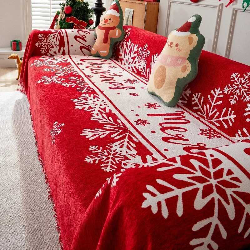 Christmas Red Sofa Blanket Nordic Tassels Throw Towel Four Season Sofa Cover Dustproof Anti-scratch Couch Covers Furniture Cover M251204 - view 5