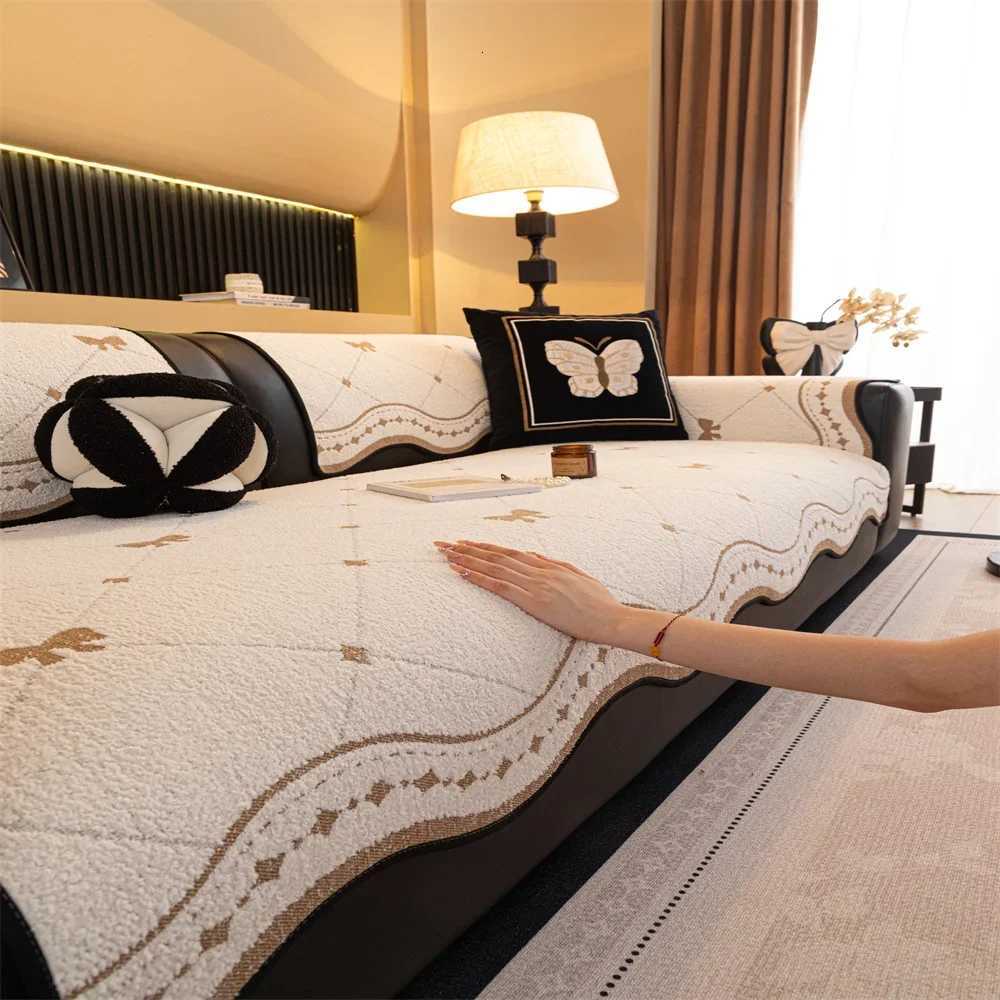 2025 New Special-shaped Sofa Cushion Autumn and Winter Thickened Half-side Velvet Cushion Straight Row Non-slip Sofa Cover M251204 - view 5