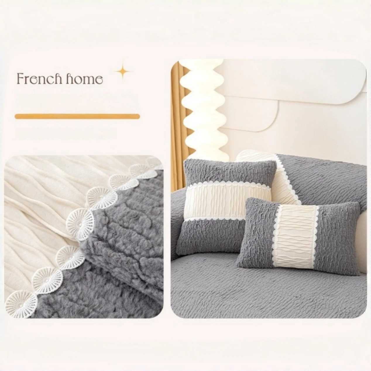 Classic Stripe Jacquard Sherpa Sofa Cover Winter Anti-Slip Couch Seat Cover for Living Room Sofa Towel Furniture Decor M251204 - view 4