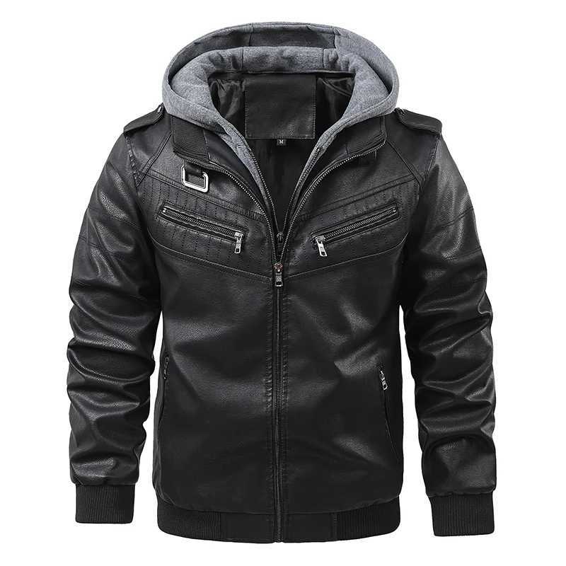 American Style Hooded Fashion Leather Jacket Male High Quality Blazers Retro Coat Men Windproof Keeps Warm Brand Leathe JacketT251204
