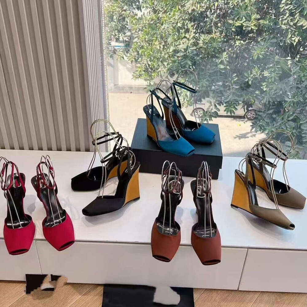 Peep Toes platform sandals wedge Silk high heels Wraparound Dress Ankle-Wrap Buckle Pumps Designer shoe woman 10cm Stiletto Heel party Wedding evening shoes