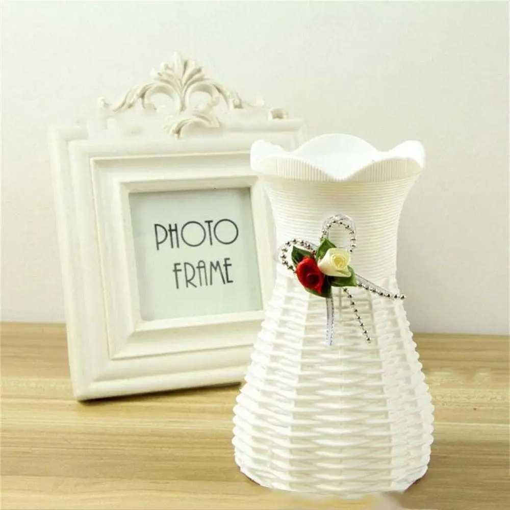 1Pcs Basket Plastic Flower Pot Desk Decor White Artificial Rattan Vase 165cm Gardening Plant Tray for He Off Decoration H251204