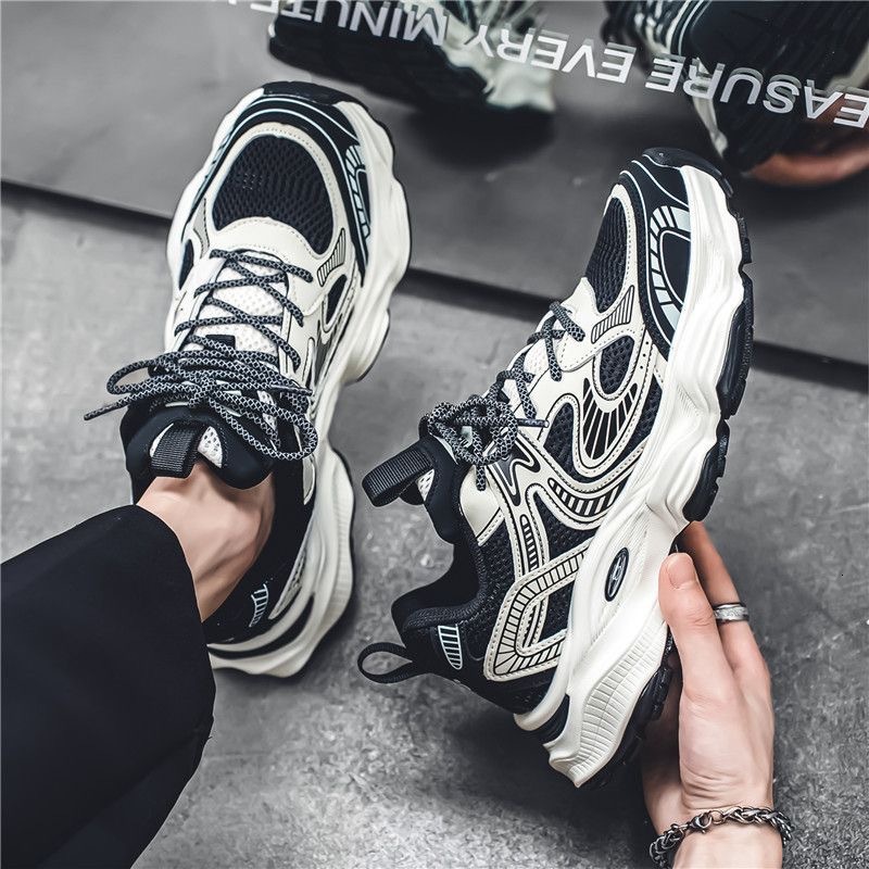 2025 Spring Men's Shoes New Breathable Mesh Shoes Men's Trendy Versatile Thick-Soled Sneakers Casual Dad Shoes Men