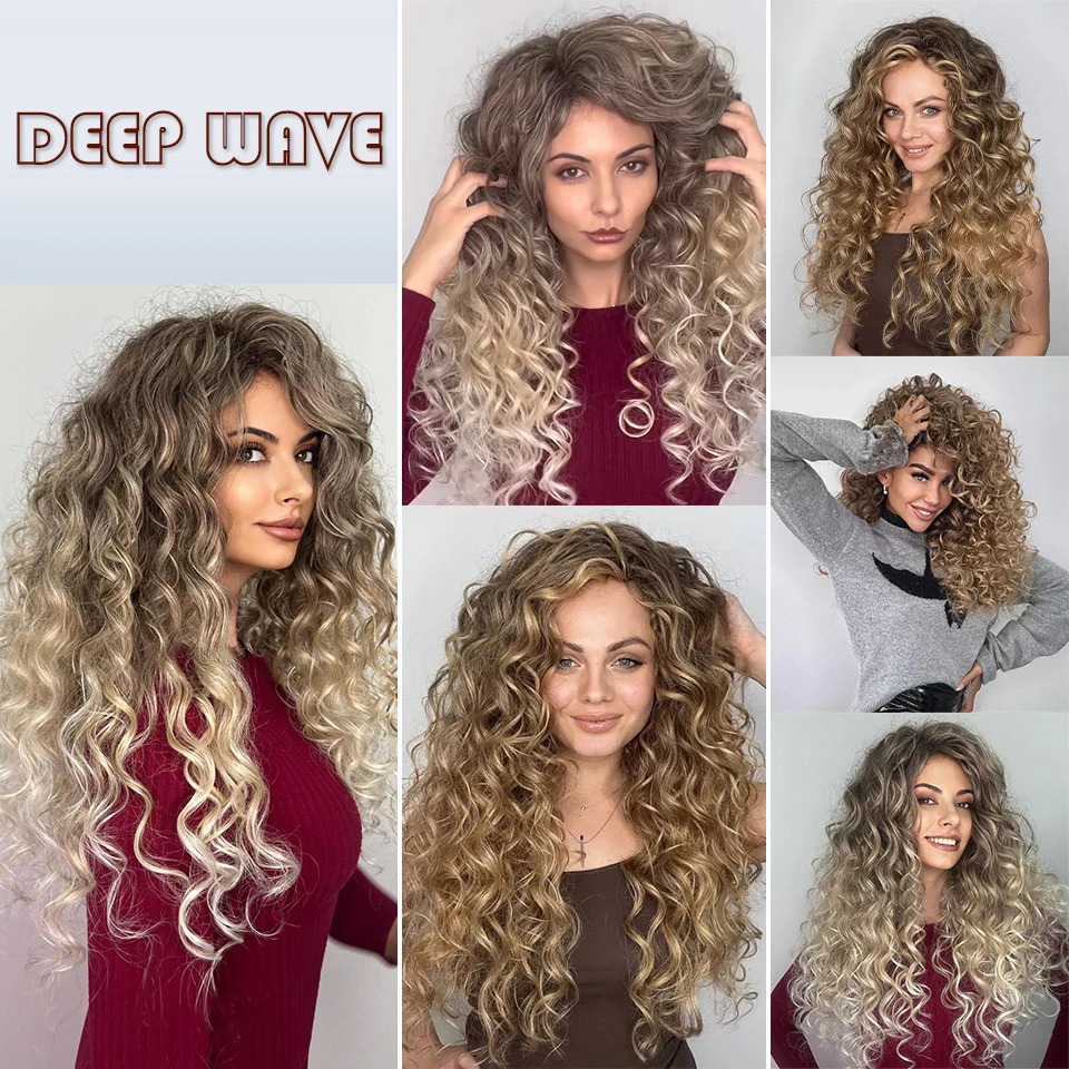 Burgundy Deep Wavy Twist Braiding Hair Extensions For Women 24Inch Synthetic African Curls Water Wave Crochet Braids Ombre Brown 251129