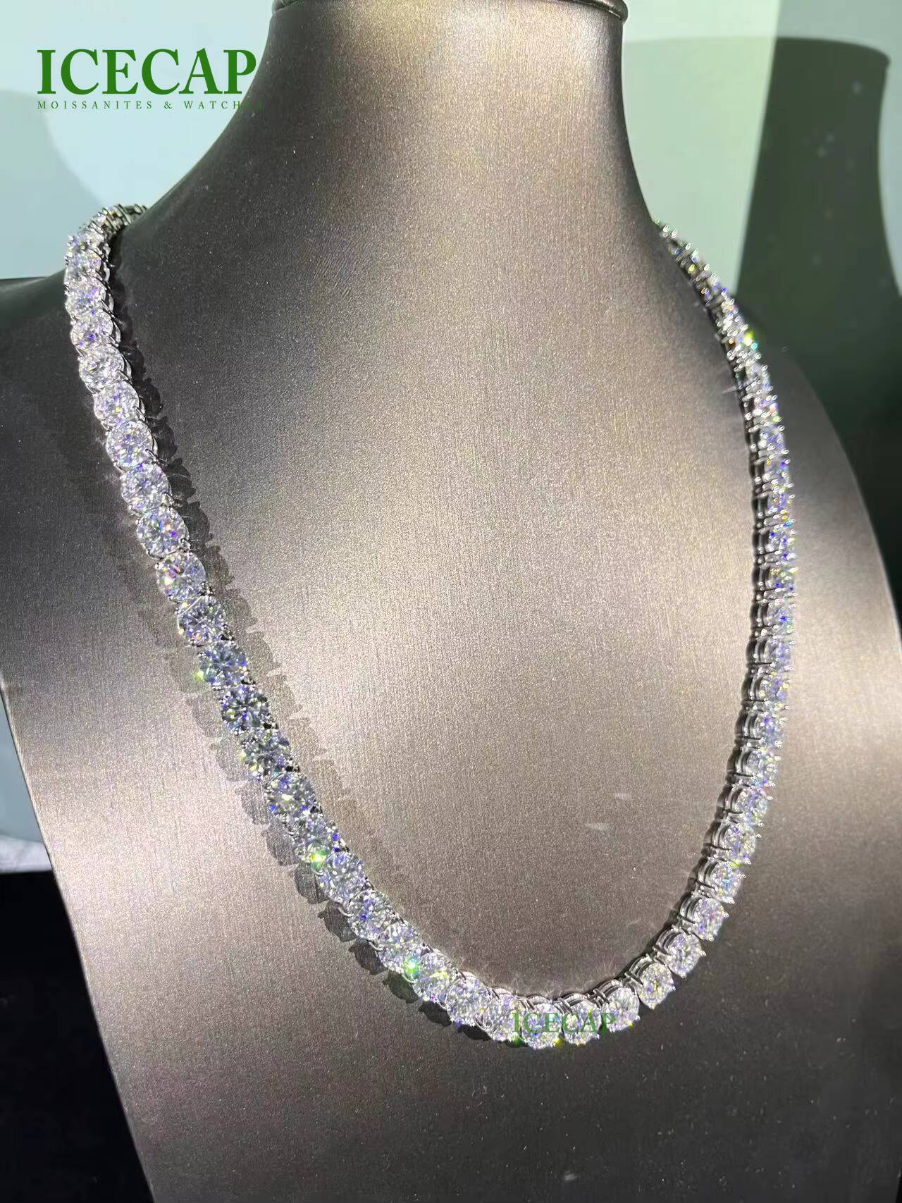 Custom 925 Sterling Silver 8mm Hip Hop VVS Moissanite Diamond Tennis Chain Necklace for Men
