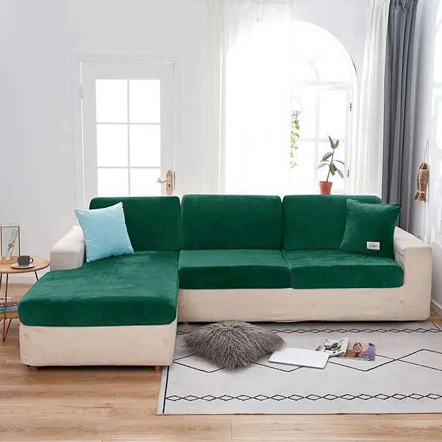 Soft Velvet Sofa Cushion Cover For Living Room Solid Color Polyester Spandex Slip-covers Furniture Protector Stretch CouchCovers M251204 - view 7