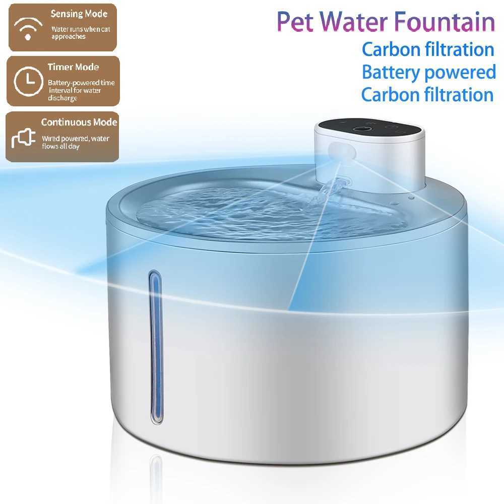 4L Cat Water Fountain Automatic Wireless USB Pet Drinker Battery Sensor 2 in 1 Dispenser drinking fountain for cat dog M251204