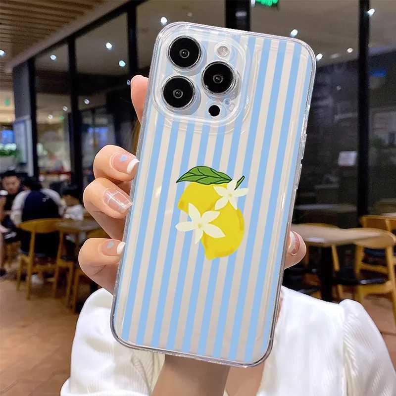 Summer Able Lemon Stripe Phone Case For iPhone 16 15 11 12 14 13 Pro Max Mini X XSMax XR 7 8 Plus SE4 16e Cute Silica Covers H251203