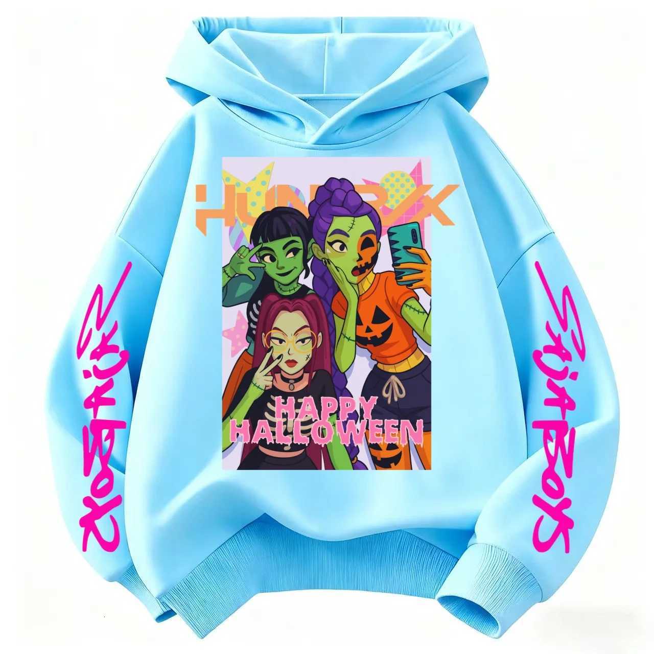 Celebrate 2025 Halloween in K-POP Style Demon Hunters Cartoon Hoodies for Kids Super Soft Cozy for Both Boys and GirlsW251204