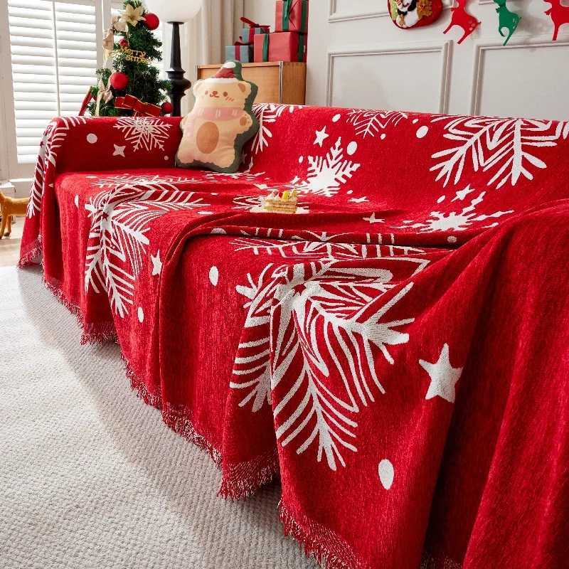 Red Christmas Blanket Sofa Cover Four Seasons Universal Sofa Cover Multifunctional Blanket Christmas Home Decoration Covers M251204 - view 3