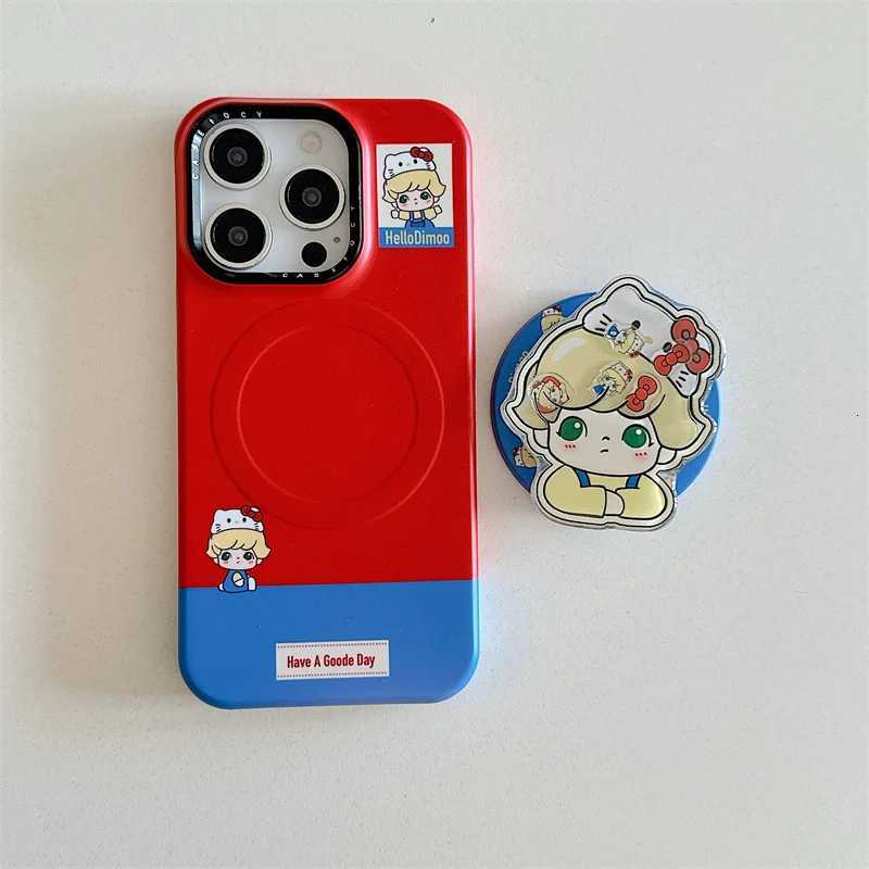 Kawaii Cartoon Girls Magnetic Phone Case For iPhone 17 Pro 16 15 14 Pro Max Cover with Stand Cute Protective Cases For C H251203