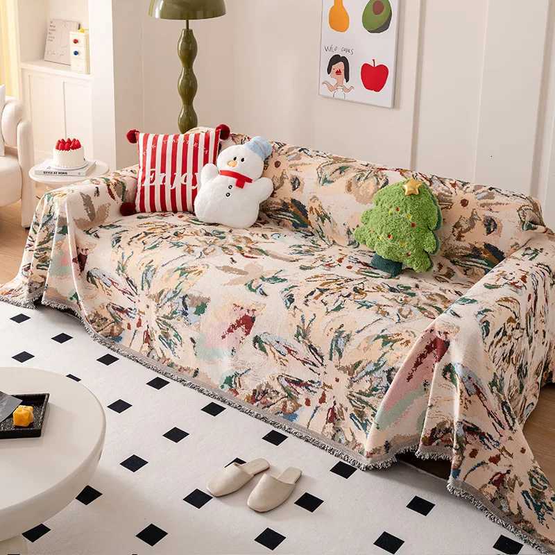 Christmas Printed Chenille Sofa Towel Multi Purpose Dust-Proof Couch Cover for Living Room Soft Double Face Usable Seat Cushion M251204 - view 3