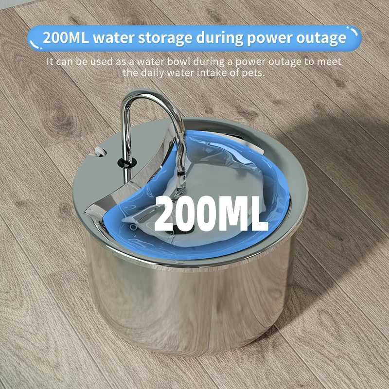 2L Automatic Stainless Steel Cat Water Dispenser With USB Mute Cat Water Fountain for Pet Filter Fountain Smart Drinking Bowl M251204