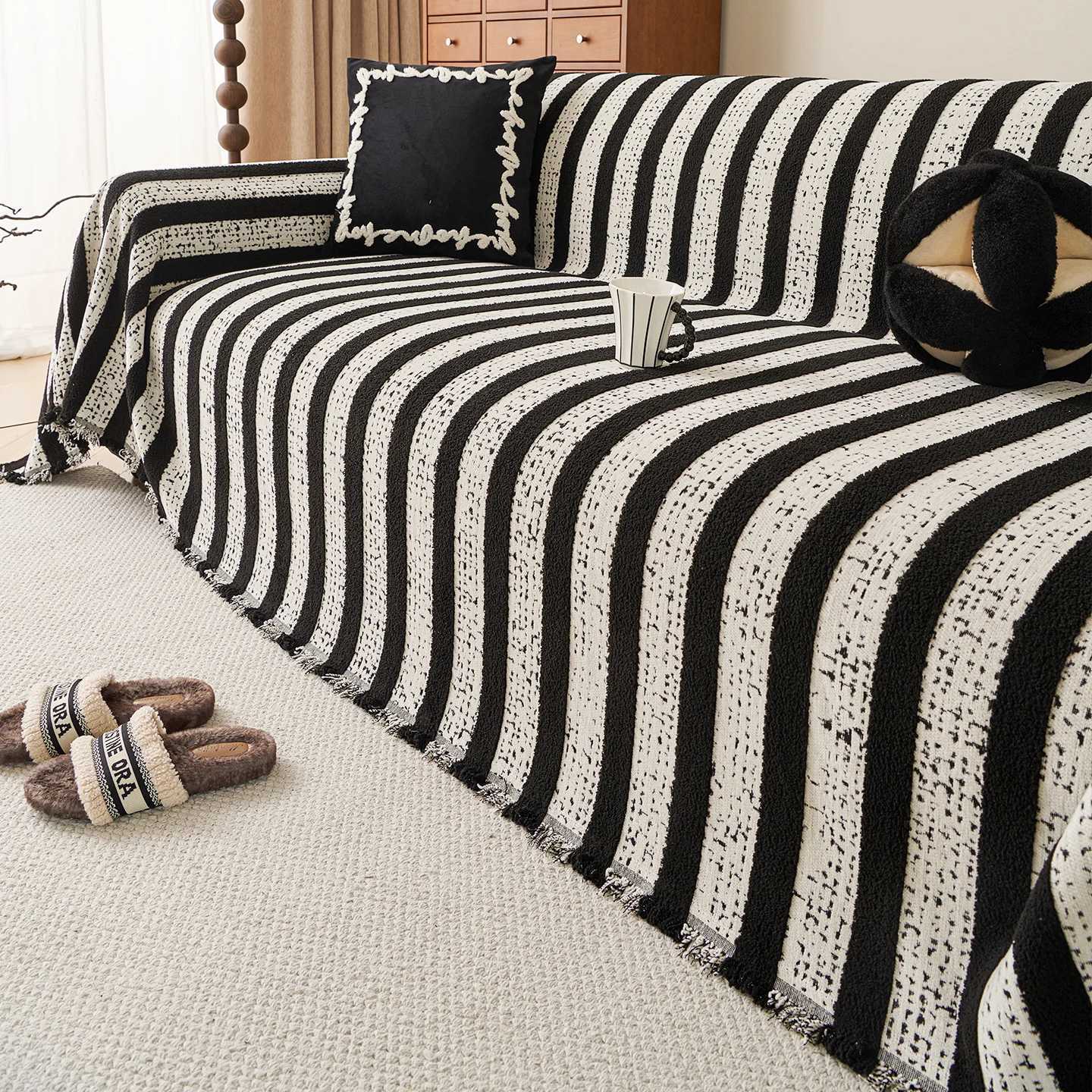 Classic Stripe Sofa Cover Multi Color Chenille Full Cover Cat Proof Non Slip for L Shape 2/3/4 Seater M251204 - view 7
