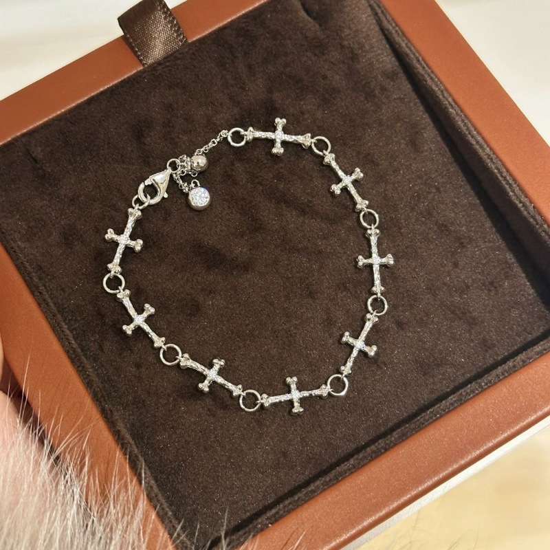 TaiYang New Gold Plated Copper Gothic Bone Cross Bracelet, Adjustable Copper Chain with Edgy Elegance for Women
