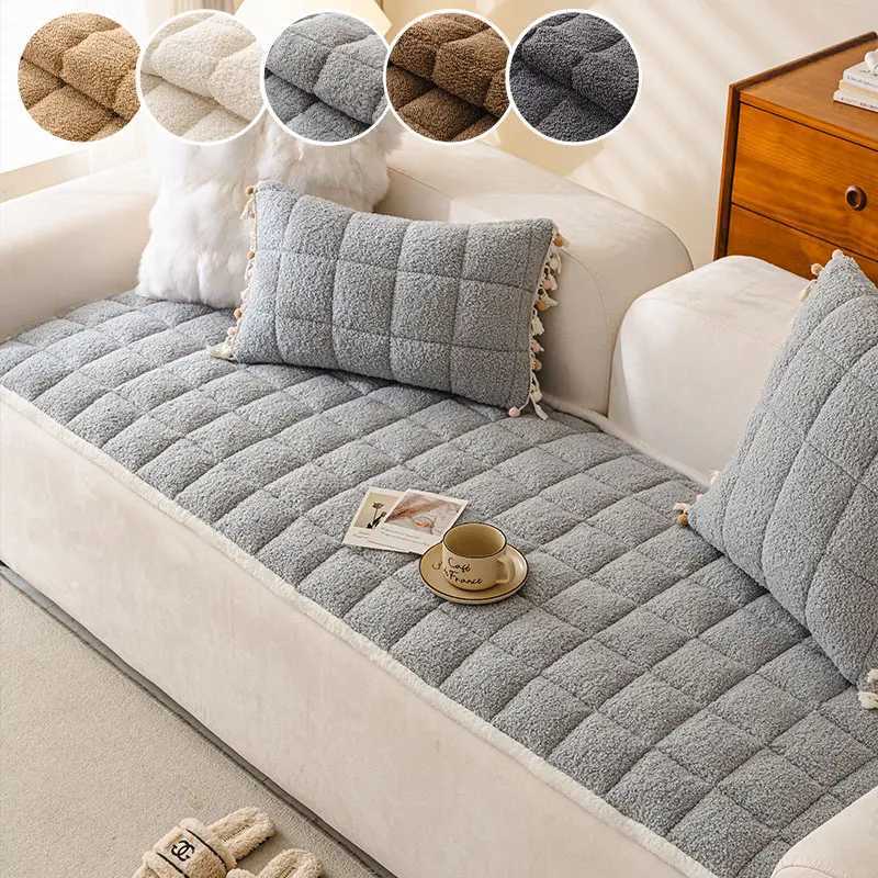 1PC-Thickened straight row sofa cushion winter plush one-piece sofa cover cloth fixed anti slip sofa cushion M251204 - view 5