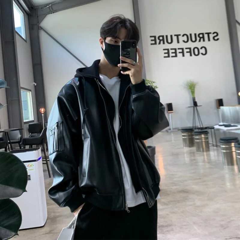 Retro Leather Jacket Men Women American Racing Outerwear Loose Hip Hop Zippers PU Coat StreetwearT251204