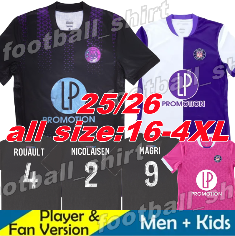 4XL 25 26 Toulouse NICOLAISEN soccer jerseys DONNUM DALLINGA SUAZO ABOUKHLAL ROUAULT 2025 2026 Home Away 3rd maillot de foot Men kids kit football shirt uniform
