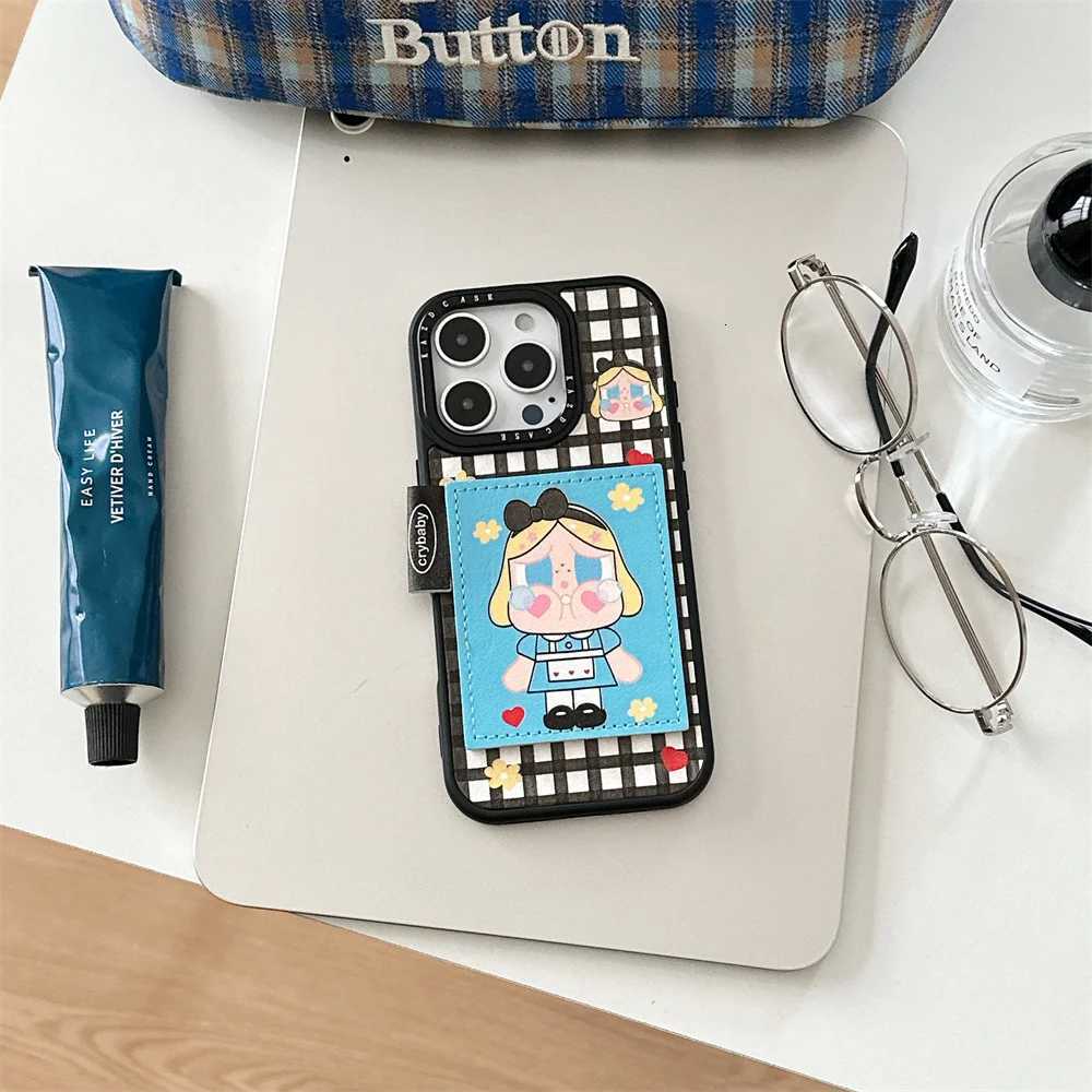 Korean Cute Cartoon Crying Girl Magnetic Grid Suitable for iPhone 12 13 14 15 16 Pro Max Anti Fall Package H251203