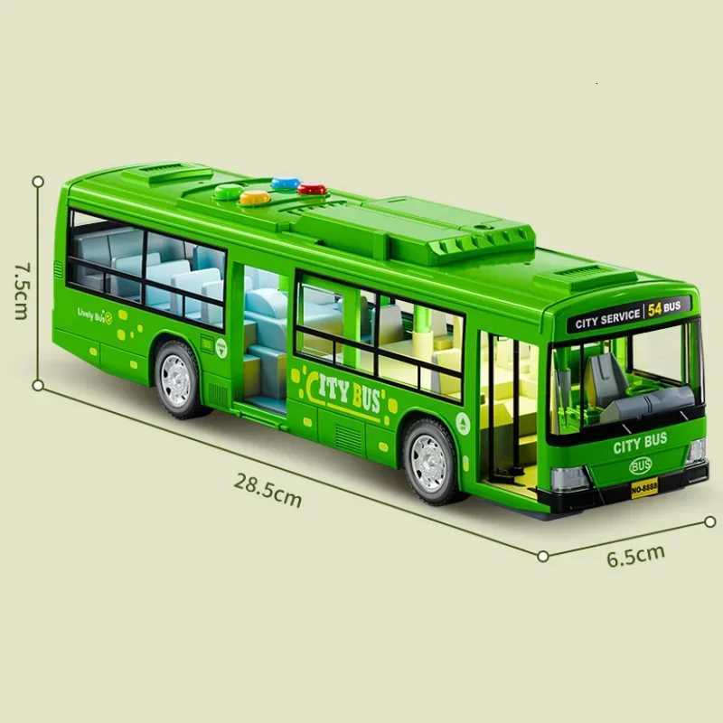 Extra Large City Bus Kids Toy with Lights Sounds Inertia One - Button Door Open Educational School Bus Model Toys Gift for Boys Y251204