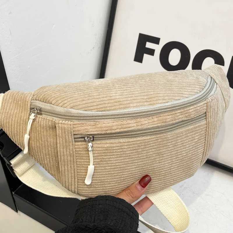 Women Waist Bag Corduroy Student Shoulder Handbag Crossbody Chest Breast Bag Fanny Pack Fashion Phone Female Bum Belt PurseT251204