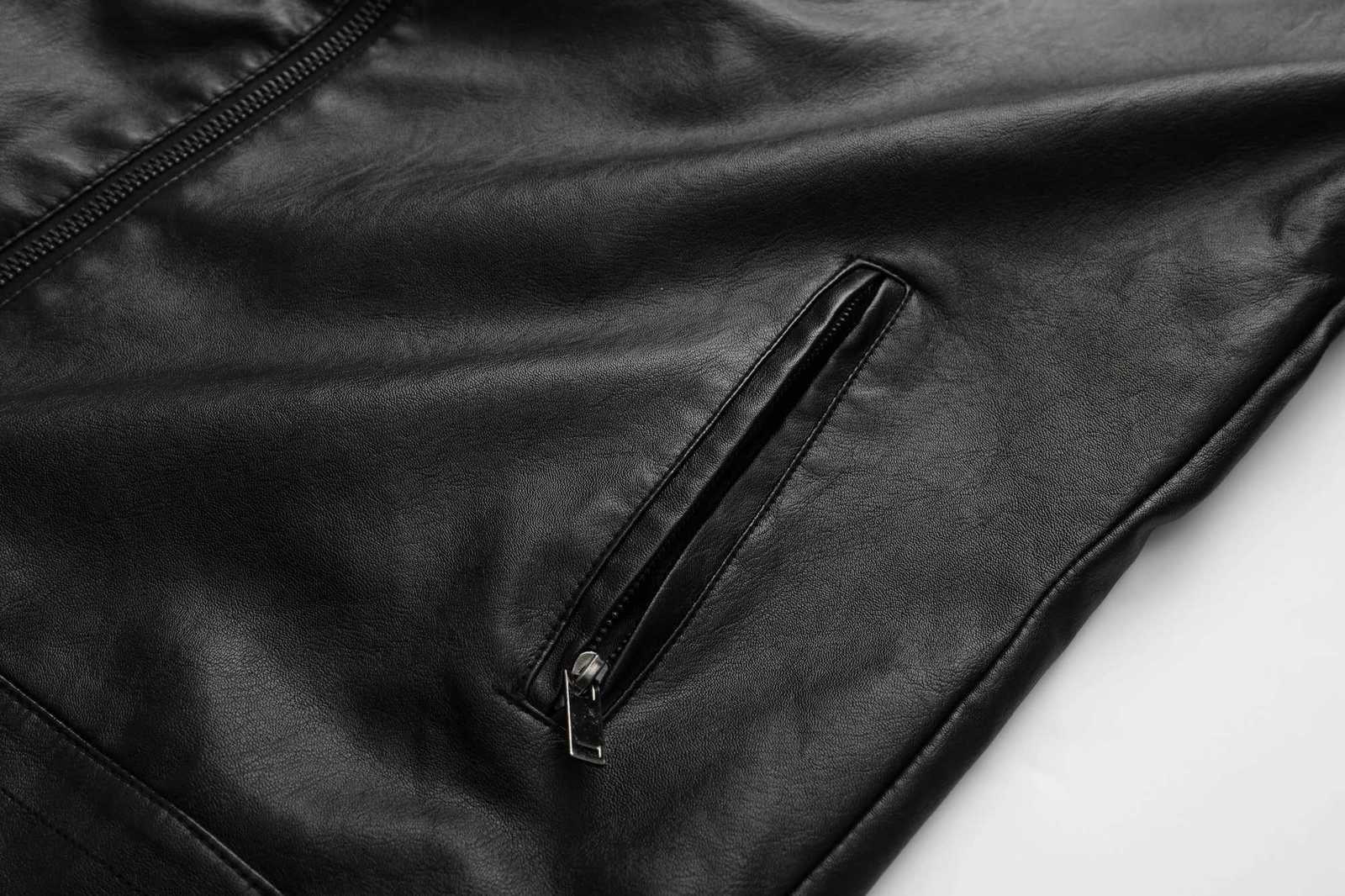 Mens PU leather jacket diagonal zipper biker jacketT251204