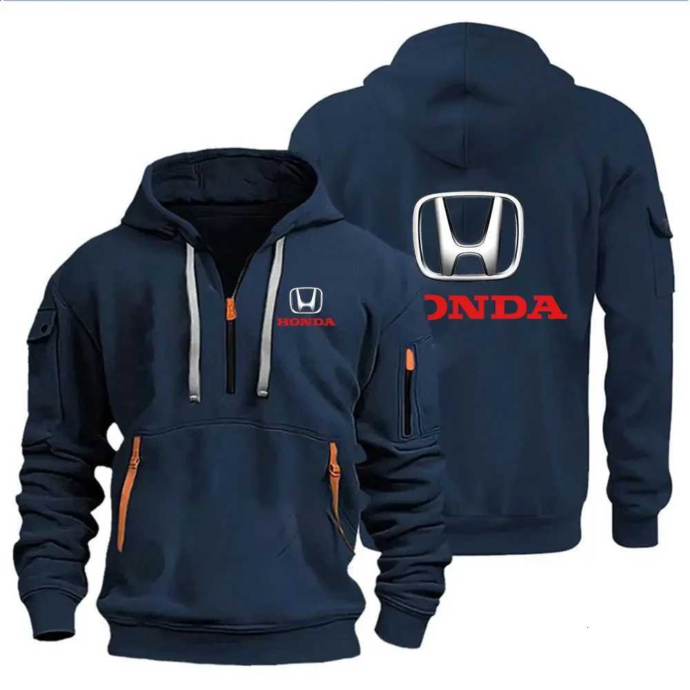 Autumn and Winter Mens Honda Print Casual Hoodie Sportswear Fleece Warm Jacket Suit Shirt Outdoor Racing Fan Clothing M251204