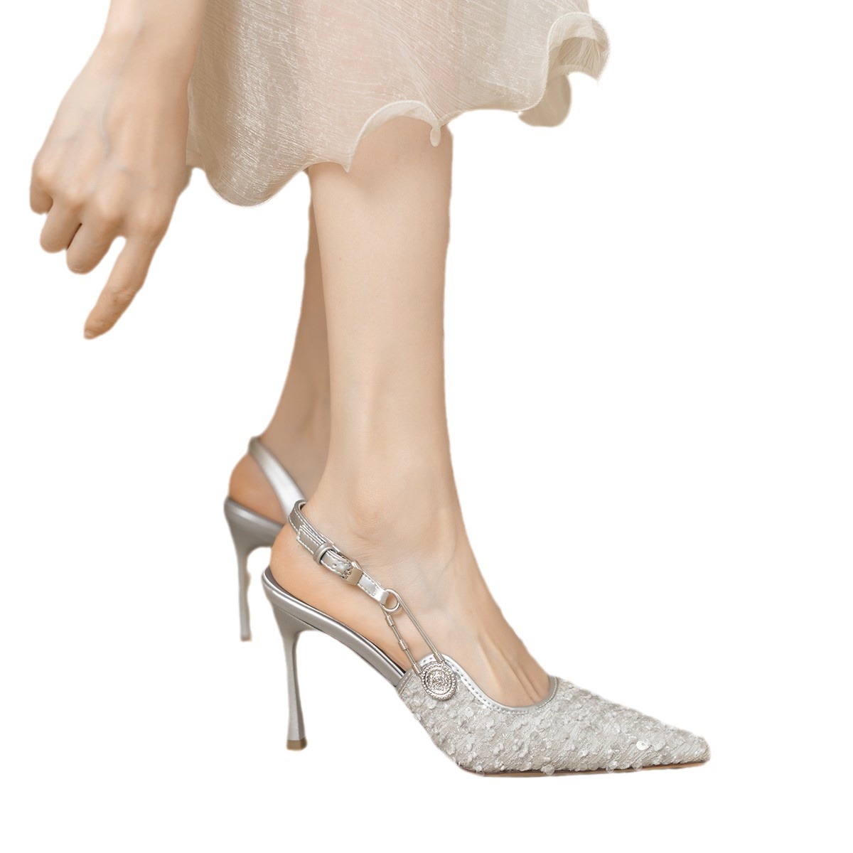 Free shipping Designer Dress Shoes Sharp pointed slim heel high heels for women 2025 new fashionable versatile high heels white pink