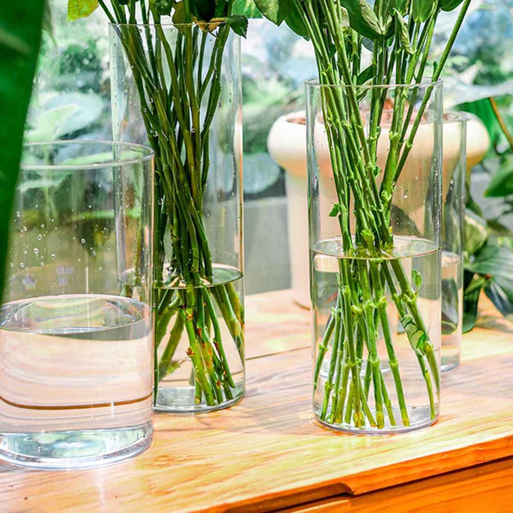 Acrylic Clear Cylinder Flower Vase Unbreakable Hurricane Tall Large Plastic Vases for Wedding Centerpieces Hydroponic Decor H251204