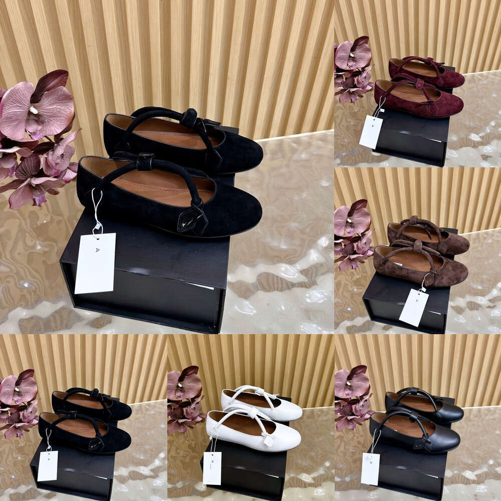 Designer ballet flats alala Suede Leather Womens handbags shape shoes Luxury Mary Jane Mirror quality Fashion formal outdoor sports walk Moccasins fishnet shoe