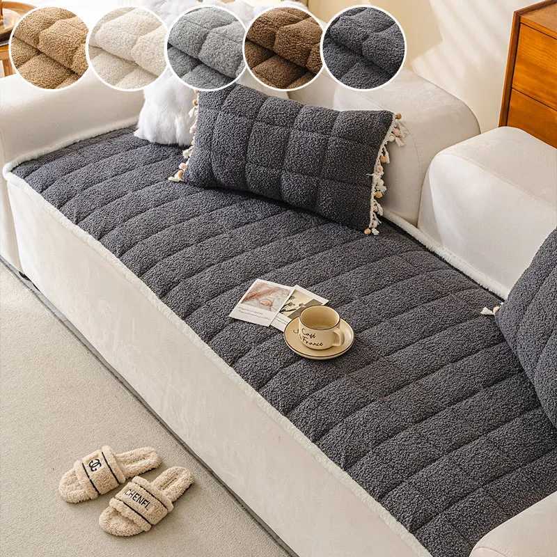 1PC-Thickened straight row sofa cushion winter plush one-piece sofa cover cloth fixed anti slip sofa cushion M251204 - view 7