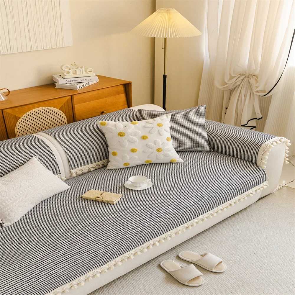 Sofa Cushion Four Seasons Universal Solid Color Anti-Slip Cushion Floor Mat Cloth Cover Leather Sofa Cover M251204 - view 6