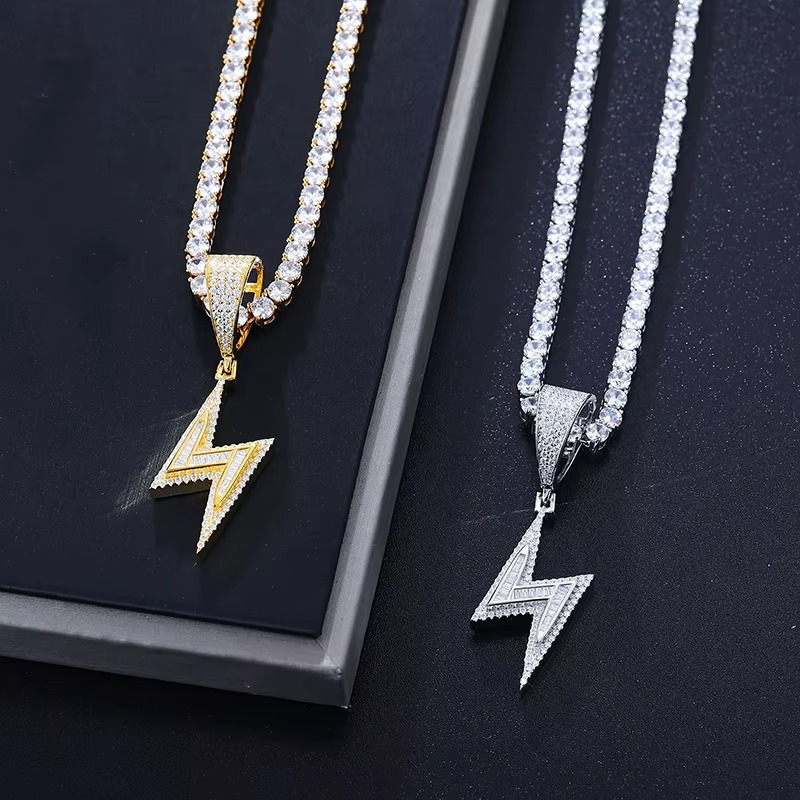 D Color Moissanite Diamond Pendant Necklace Gold Plated 925 Sterling Silver for Men Women with Hip Hop Style